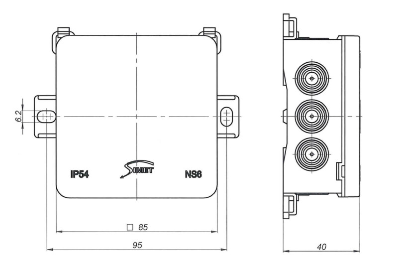 Rozbočovacia krabica SIMET FASTBOX & HOOK 35346101 85x85x40mm NS6 červená