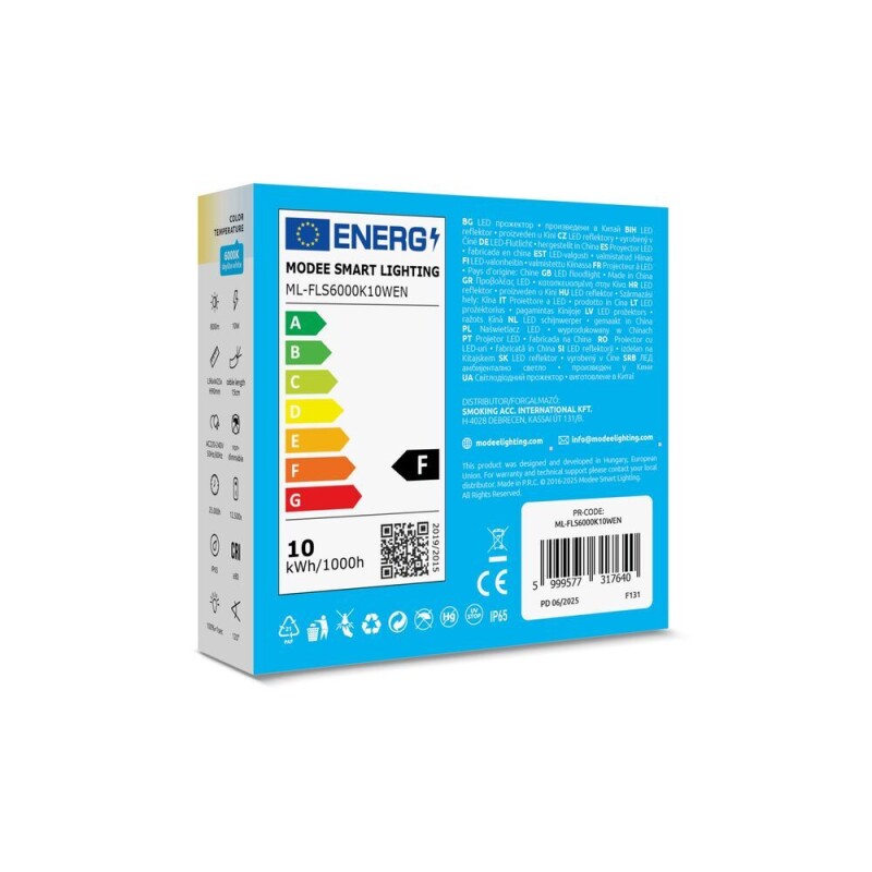 Modee Lighting LED Floodlight E-series Slim 10W 120° 6000K (800 lumenov) ML-FLS6000K10WEN