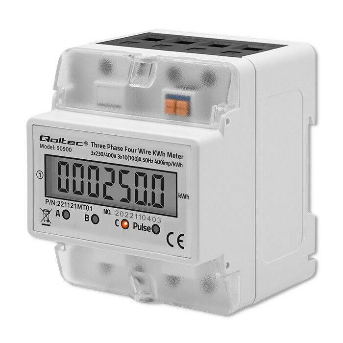 Digitálny elektromer Qoltec 50900 DIN 3-fázový 3x230/400V 100A