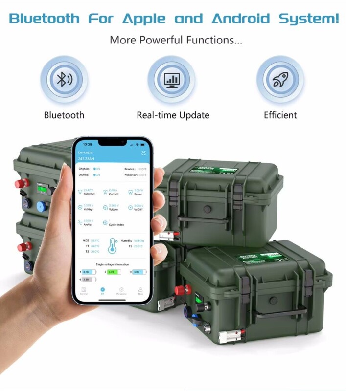 Akumulátor MHPower L200-12-OUT LiFePO4 12,8V 200Ah v boxe s bluetooth , outdoor