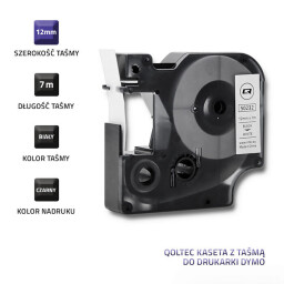 Páska Qoltec 50232 pre DYMO D1 45013 , 12mm x 7m , Biela / čierna tlač