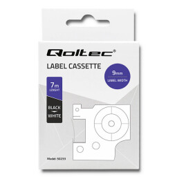 Páska Qoltec 50233 pre DYMO D1 45013 , 9mm x 7m , Biela / čierna tlač