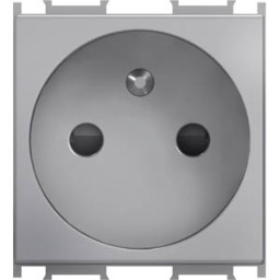Modul - VM40ES - zásuvka 16A/250V 2P+E + detská ochrana - strieborná matná