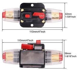 Istič DC 12-24V 150A tvar poistkového púzdra s reset tlačítkom (L209E)