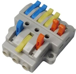 Bezskrutková krabicová svorka KV-436 s páčkami , priama 3x3pól. 0,08-4,0mm² (L904M)