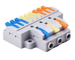 Bezskrutková krabicová svorka KV-439 s páčkami , priama 4x3pól. 0,08-4,0mm² (L904N)
