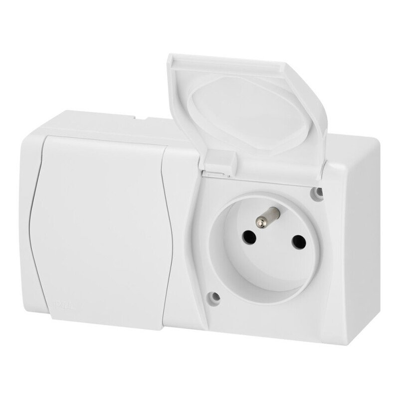 Hermes2 1022-00 2-zásuvka 2x2P+PE IP44 povrchová biela