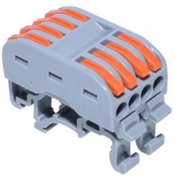 Bezskrutková krabicová svorka KV-223 s páčkami , na DIN lištu , priama 2x4pól. 0,08-4,0mm² (L904O)