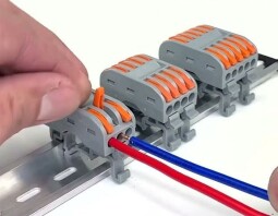 Bezskrutková krabicová svorka PCT-224D s páčkami , na DIN lištu , priama 2x4pól. 0,08-4,0mm² (L904O) KV-223