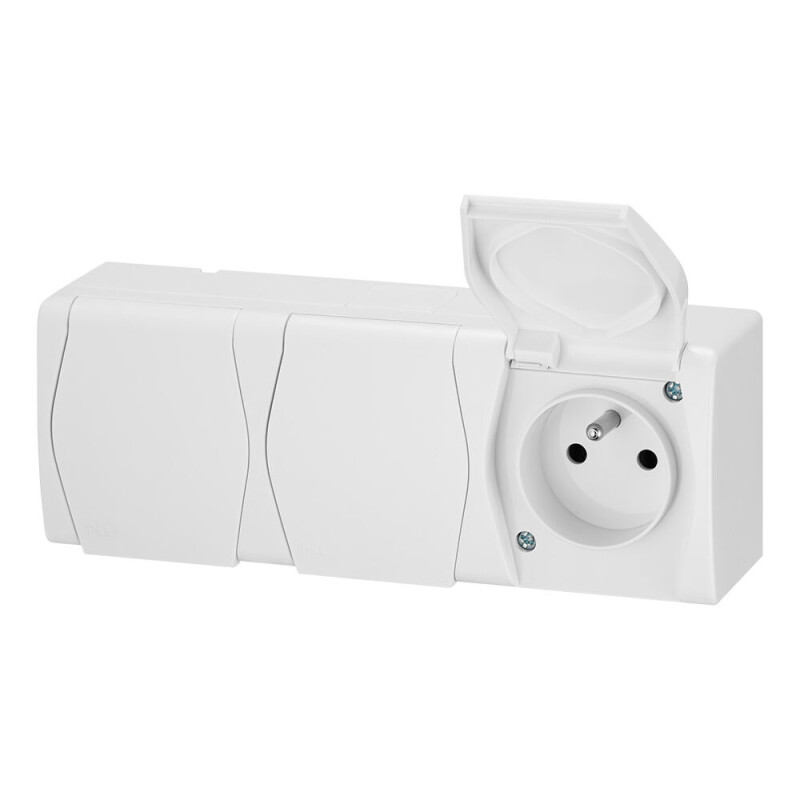 Hermes2 1023-00 3-zásuvka 3x2P+PE IP44 povrchová biela