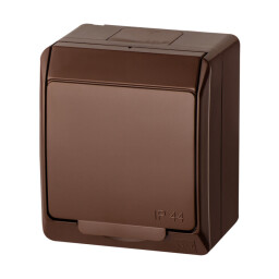 Hermes 0321-06 1-zásuvka 16A/250V IP44 nad omietku - hnedá