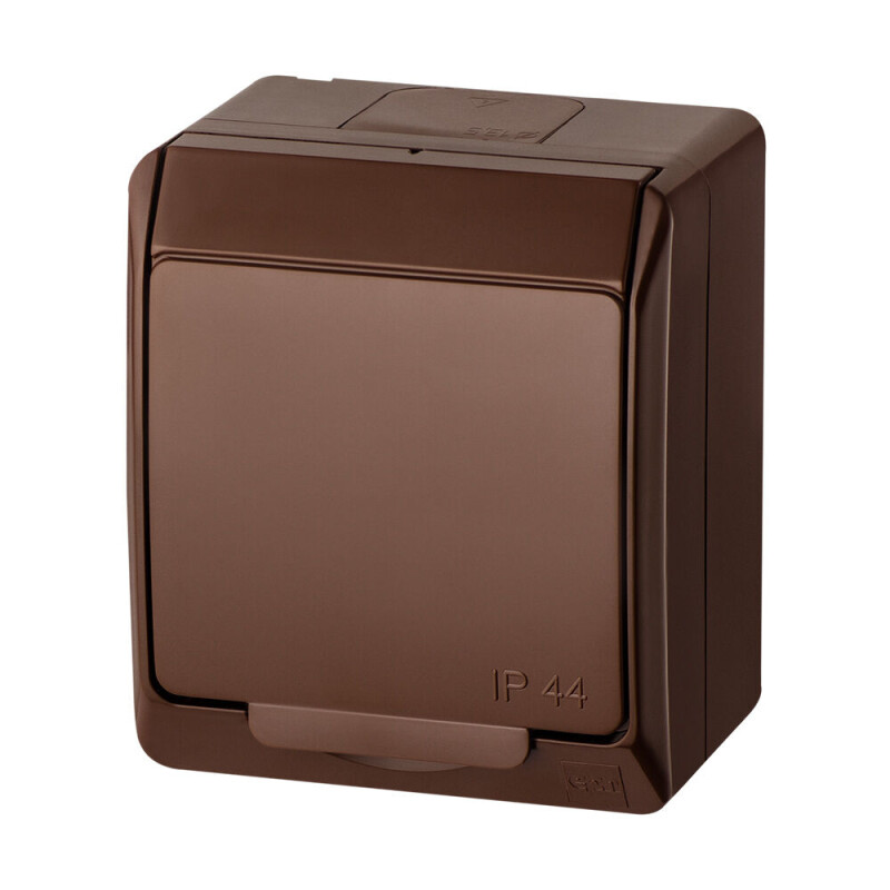 Hermes 0321-06 1-zásuvka 16A/250V IP44 nad omietku - hnedá