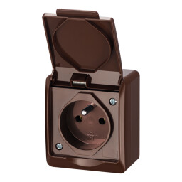 Hermes 0321-06 1-zásuvka 16A/250V IP44 nad omietku - hnedá