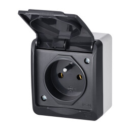 Hermes 0321-07 1-zásuvka 16A/250V IP44 nad omietku antracit