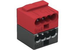 Bezskrutková krabicová mikrosvorka 243-211 (8x 0,6-0,8mm²) WAGO (pack. 50psc.) červená/čierna