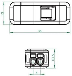Bezskrutková svorka LT-22 , 2x 0,75-2,5mm² priama , rozpojiteľná (L965D)