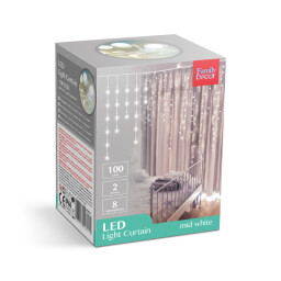 Svetelný záves 100LED , 2,2m , denná biela , 8-programov (58902C)