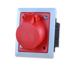 Zásuvka 425-6PKR zapustená + krabica pod omietku 32A/5p IP44 červená