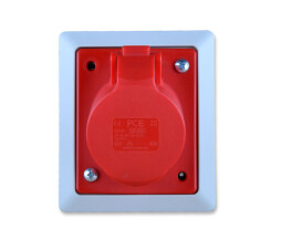 Zásuvka 425-6PKR zapustená + krabica pod omietku 32A/5p IP44 červená