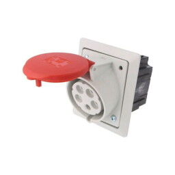 Zásuvka 425-6PKG zapustená + krabica pod omietku 32A/5p IP44 sivá