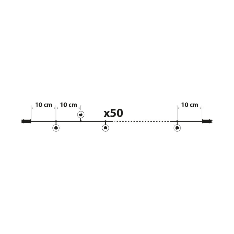 Svetelná reťaz 50LED , 5m , 8-programov , teplá biela (58900A)