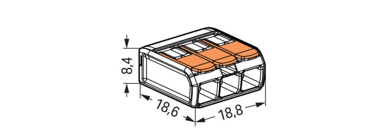 Bezskrutková krabicová svorka 221-413 s páčkami 3x 0,2-4,0mm² WAGO - od 8000ks/objednávka (B2B)