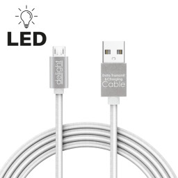 Dátový kábel - MicroUSB s červeným LED podsvietením biely 55442M-WH